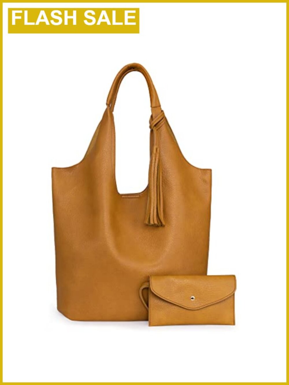 Slouchy Hobo Bag Faux Leather Shoulder Purse Tassel w/ Matching Wallet